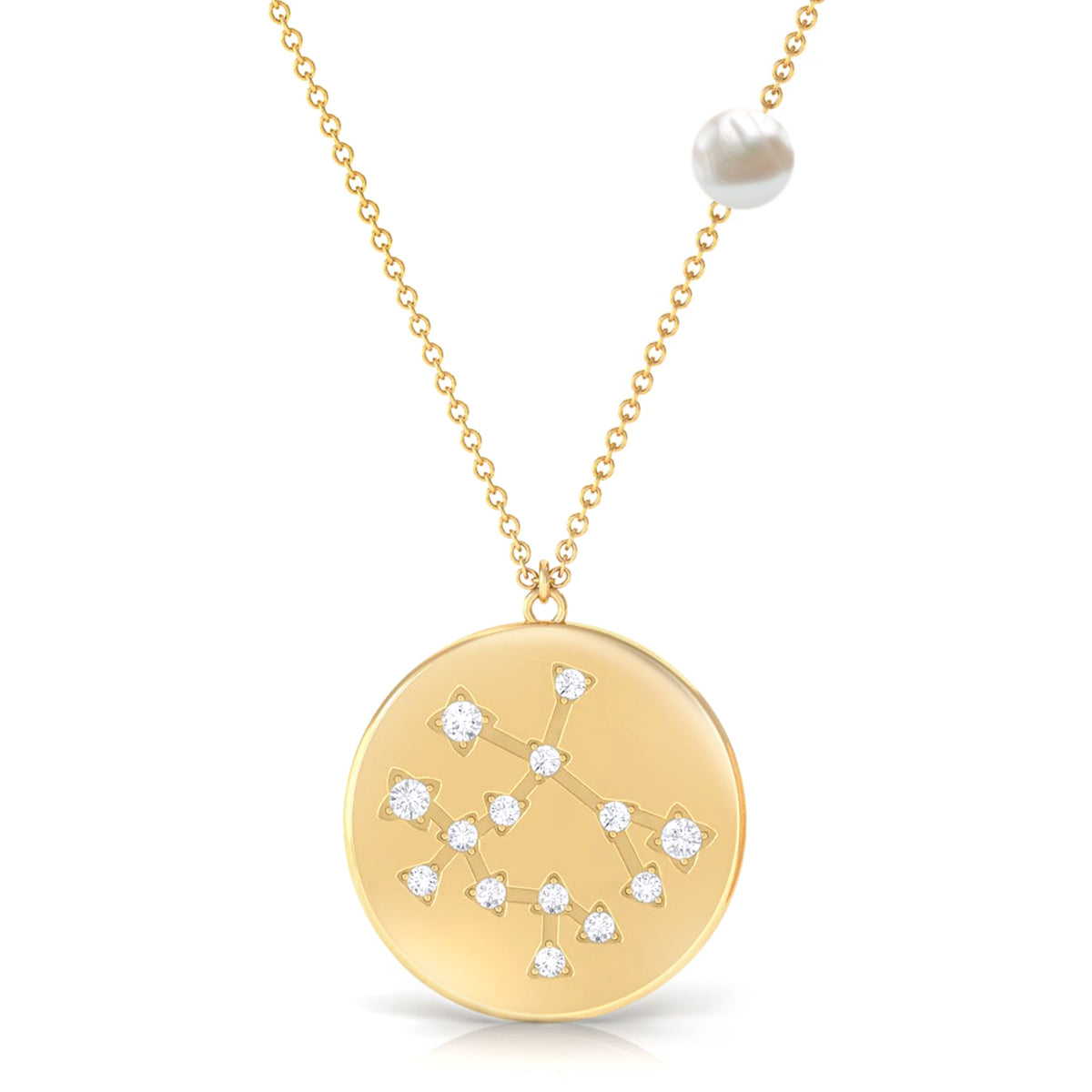 Freshwater Pearl and Diamond Zodiac Gemini Necklace