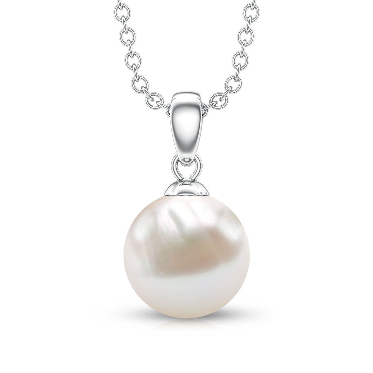 Natural 7.48 Carat Freshwater Pearl Solitaire Pendant Necklace