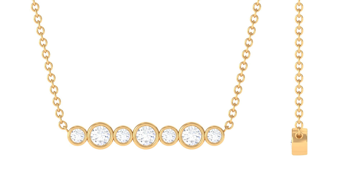Bezel Set Natural Diamond Horizontal Bar Necklace