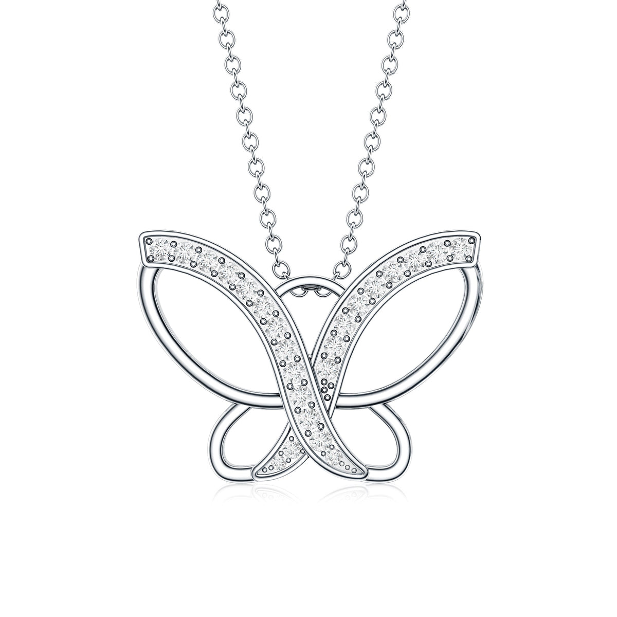 Diamond Butterfly Pendant Necklace For Women