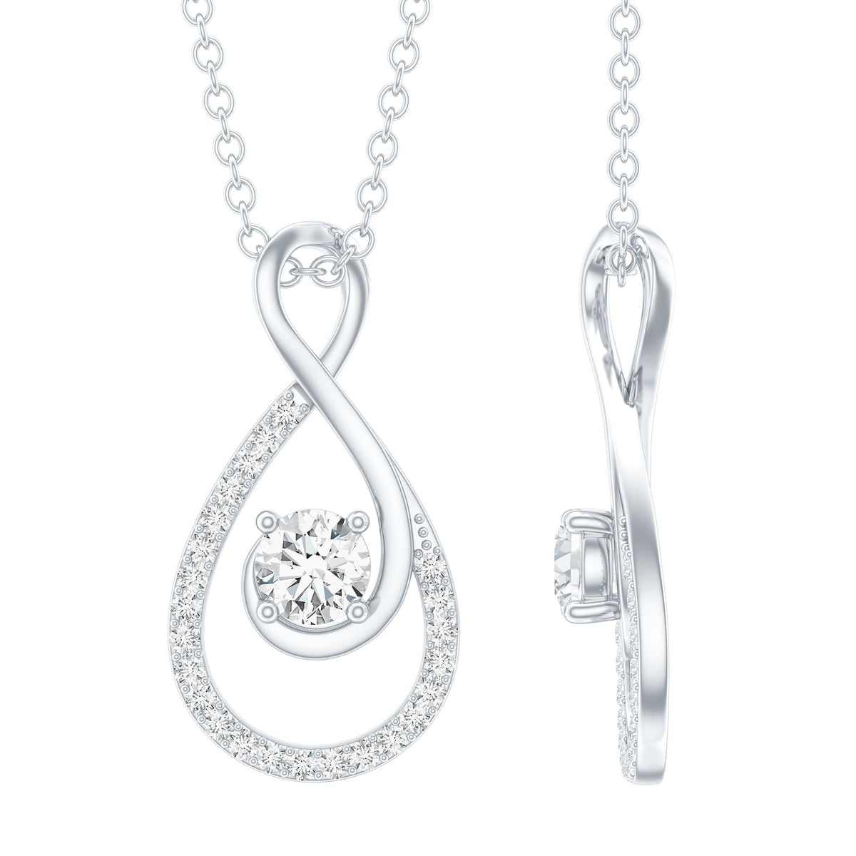 Certified Moissanite Infinity Pendant Necklace for Women