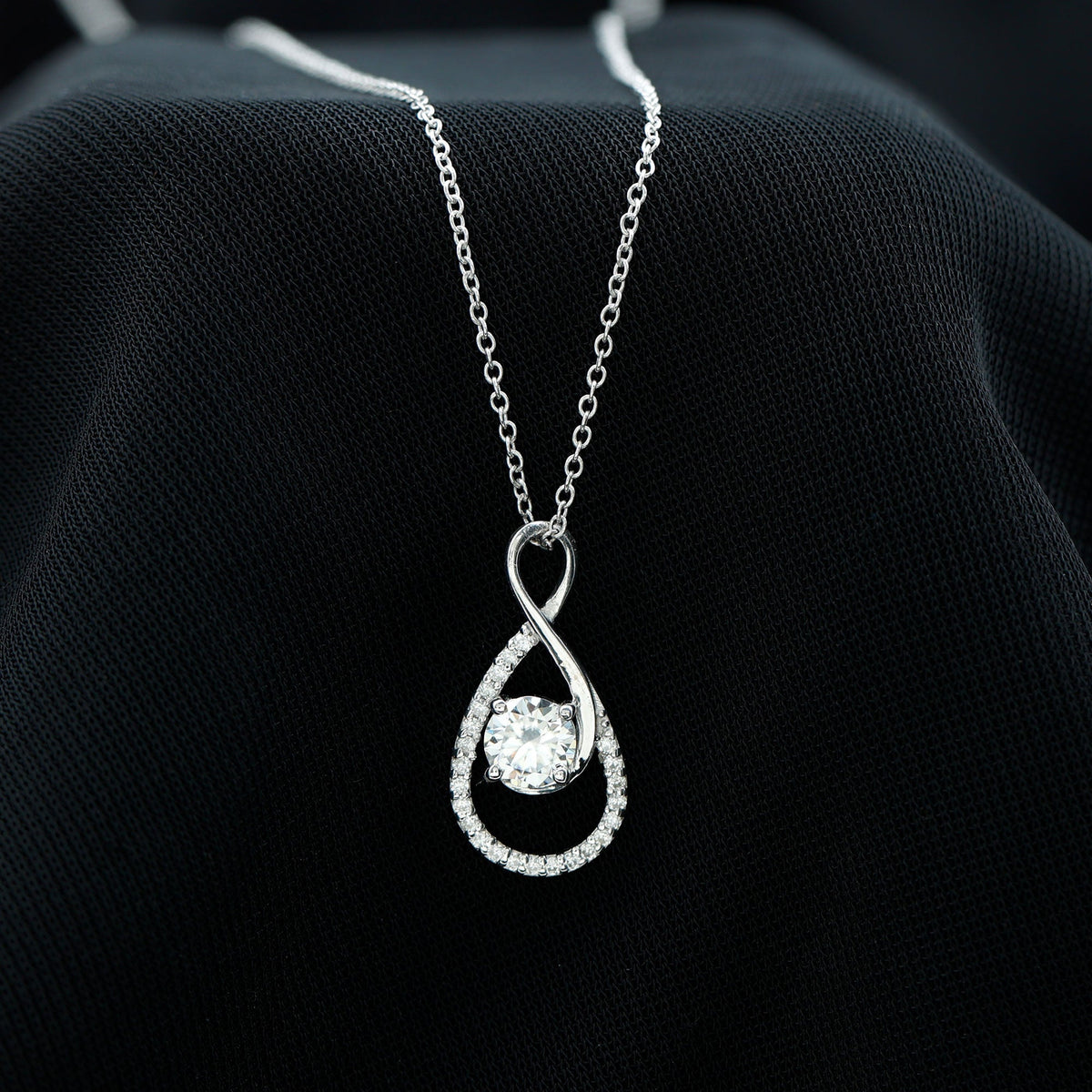 Certified Moissanite Infinity Pendant Necklace for Women