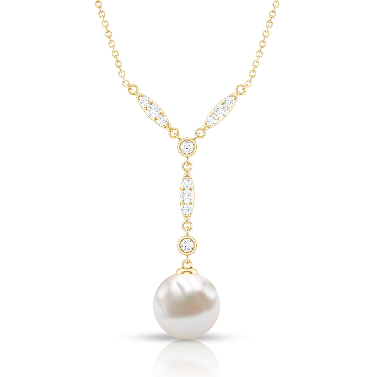Natural Freshwater Pearl Bridal Necklace With Lab Diamond
