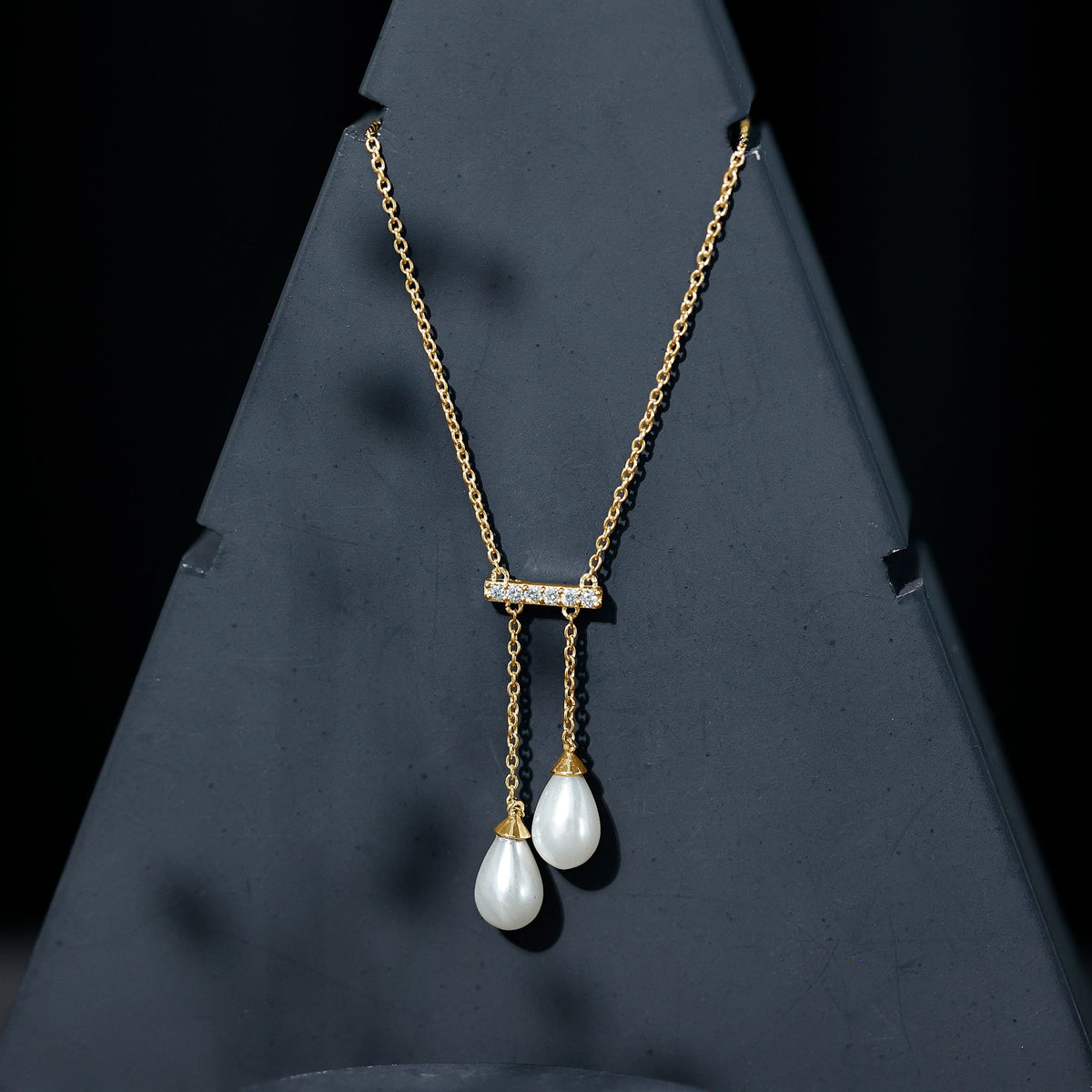 Genuine Freshwater Pearl and Diamond Bar Drop Necklace with Certificate