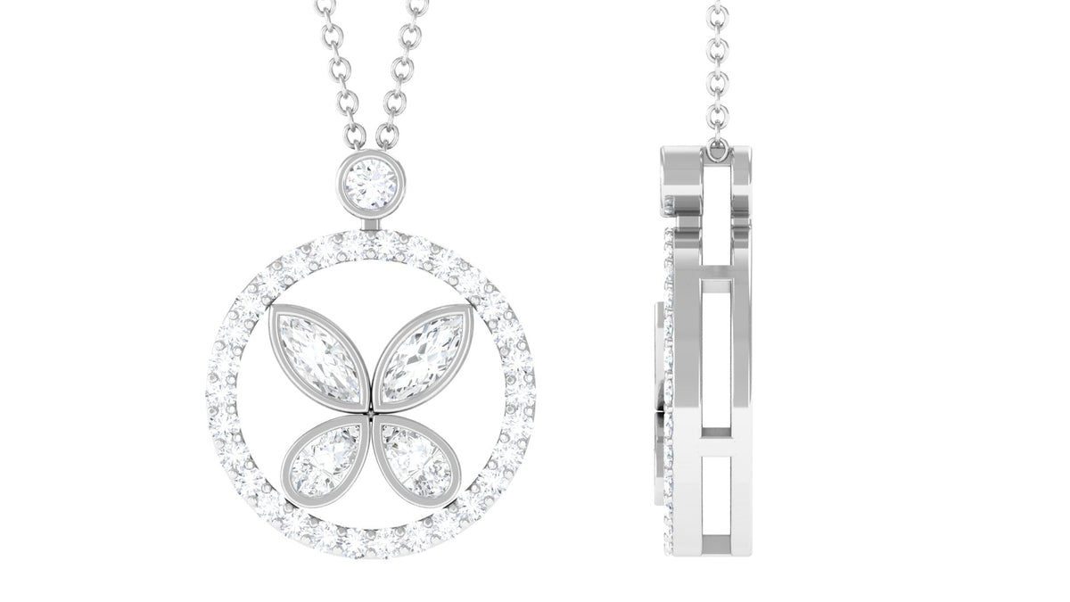 Certified Moissanite Butterfly Pendant Necklace For Her