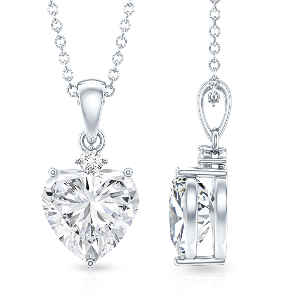 Certified 2 Carat Moissanite Heart Pendant for Women