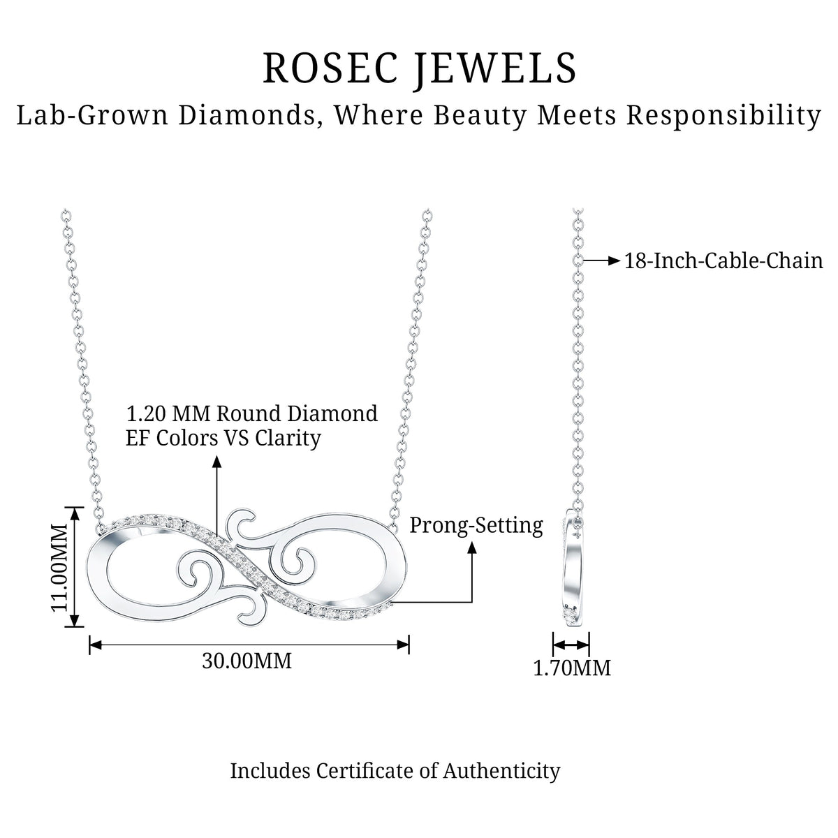 Certified Diamond Infinity Necklace in Prong Setting