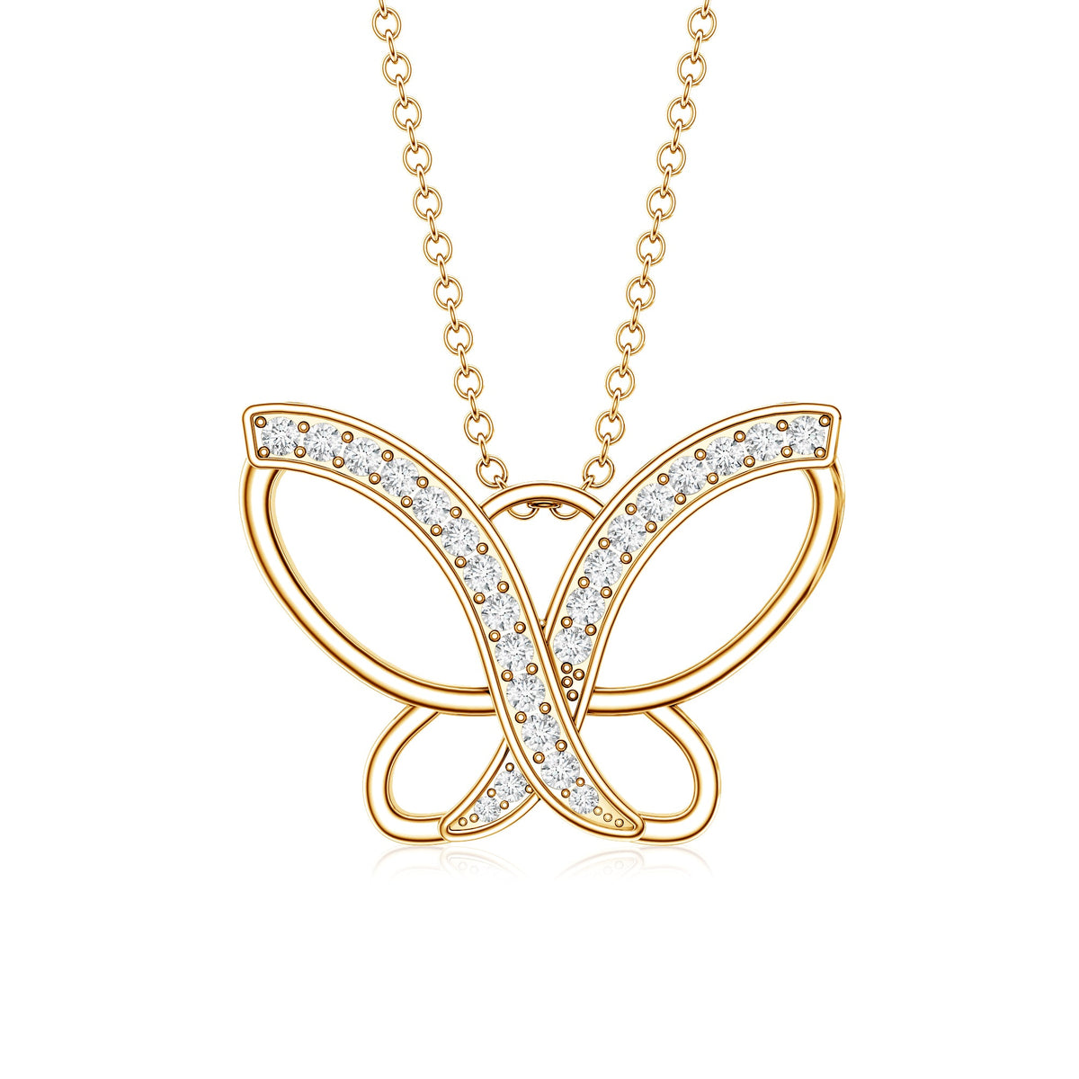 Diamond Butterfly Pendant Necklace For Women