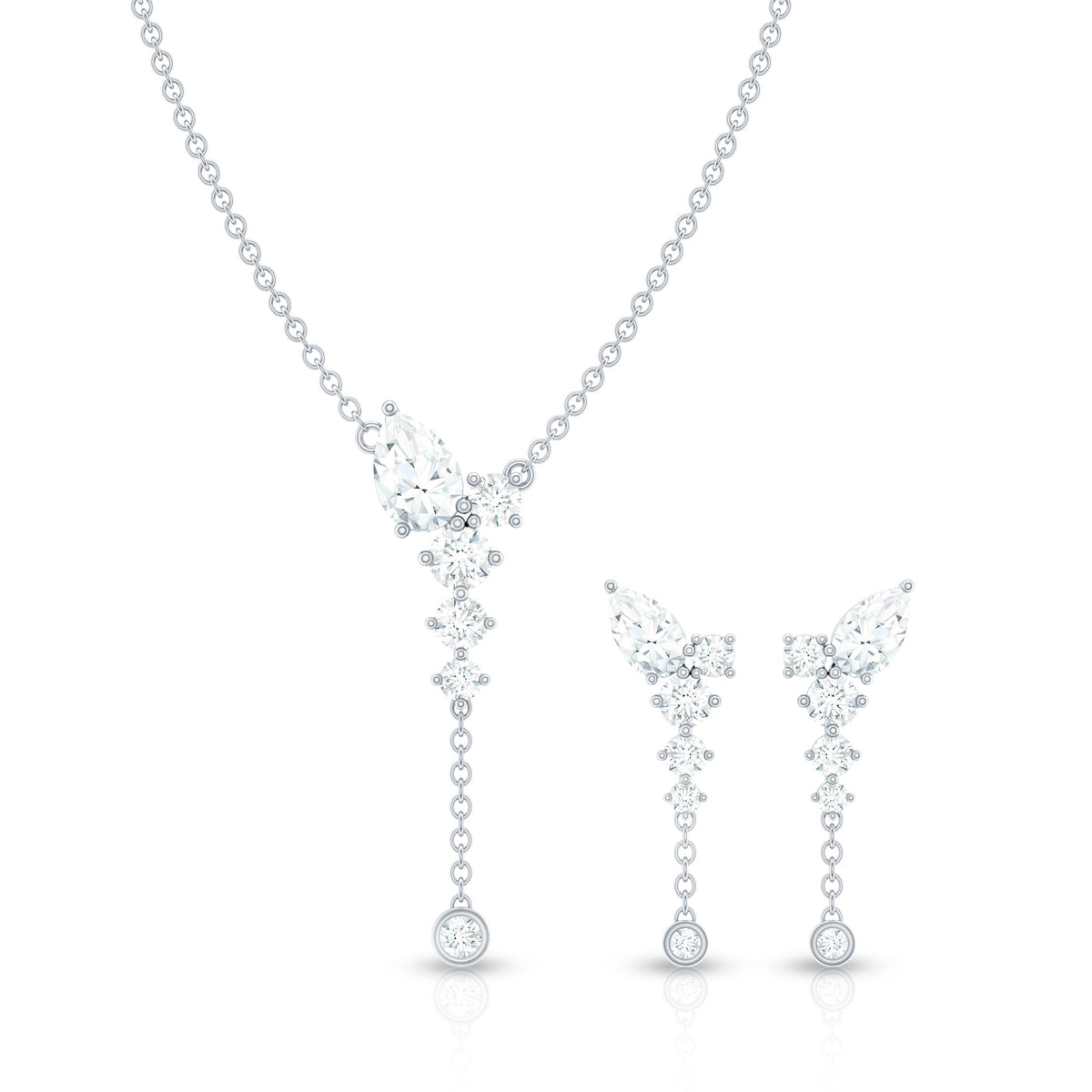 Certified Moissanite Bridal Necklace and Earrings Set
