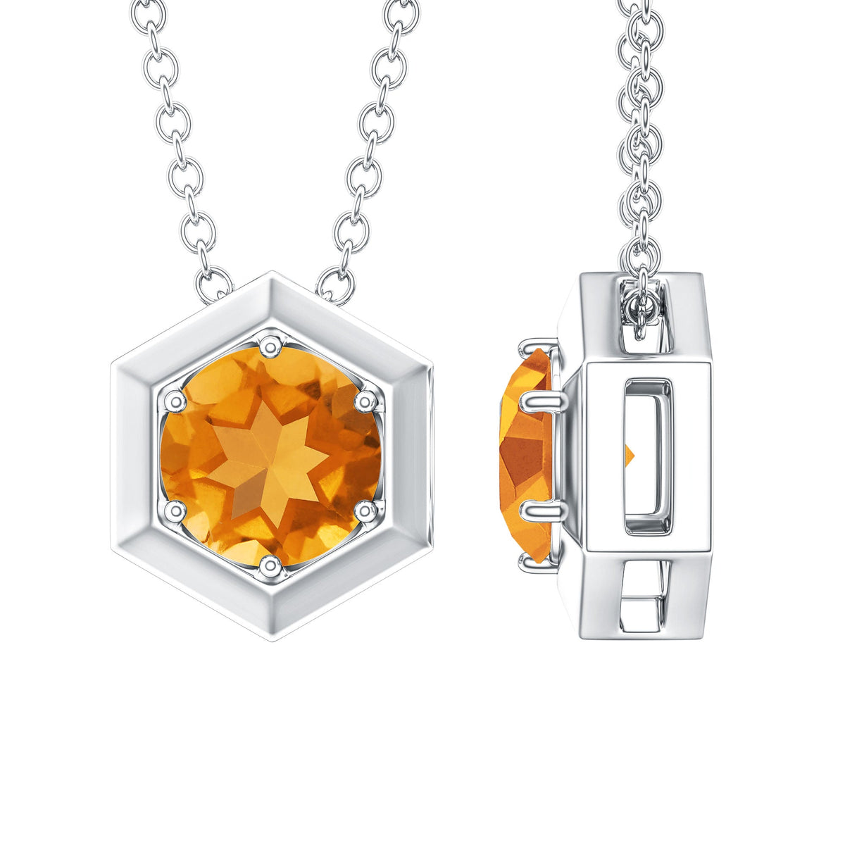 1.2 Carat Natural Citrine Hexagon Pendant