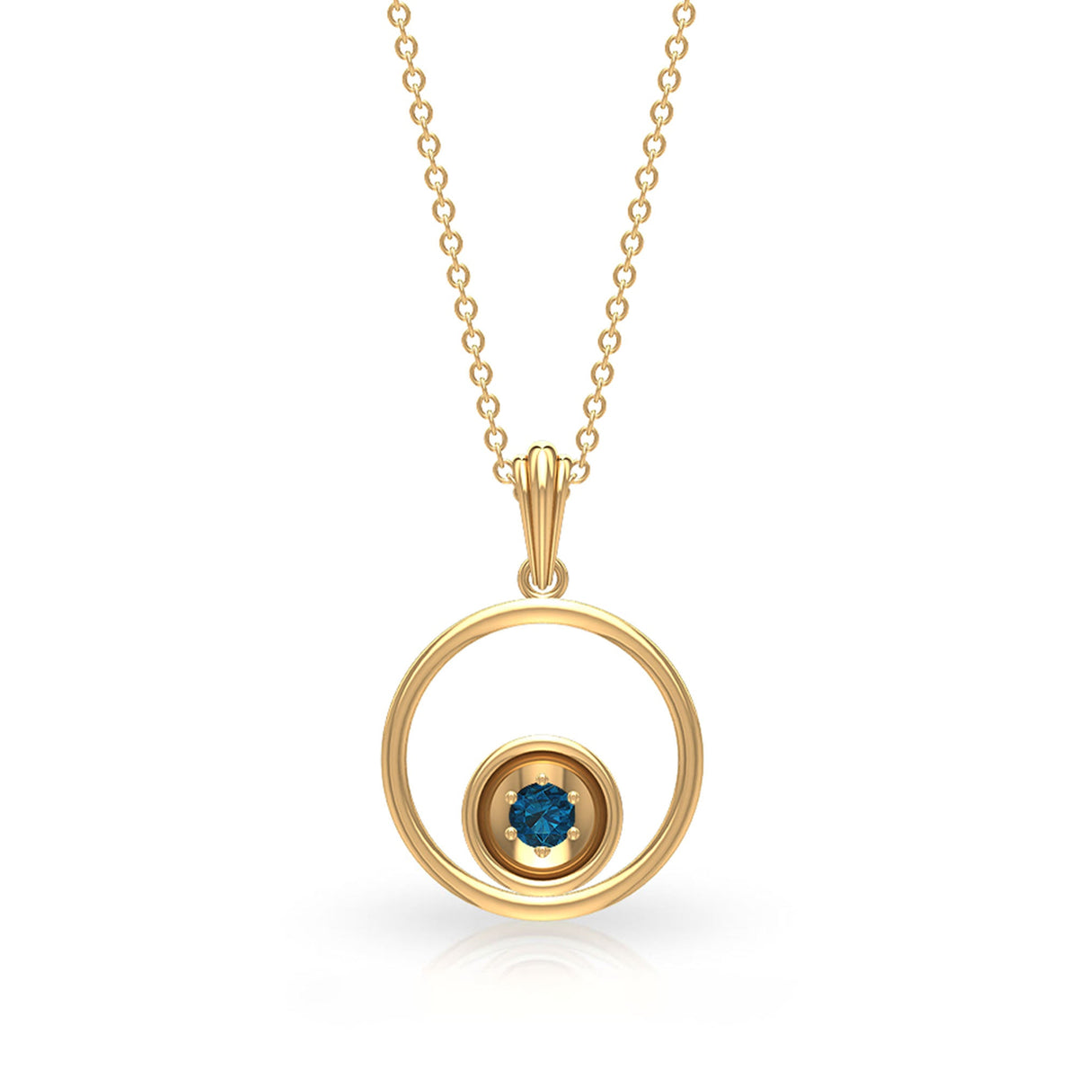 Real London Blue Topaz Open Circle Necklace with Certificate