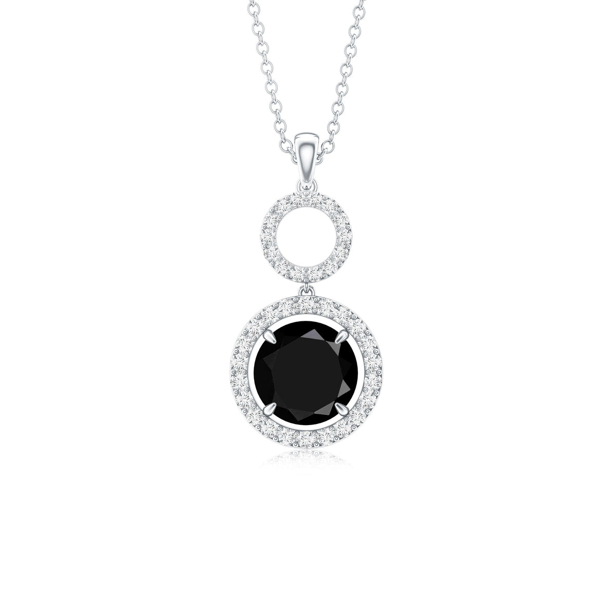 Real 2.6 Carat Black Spinel Drop Pendant Necklace with Diamond