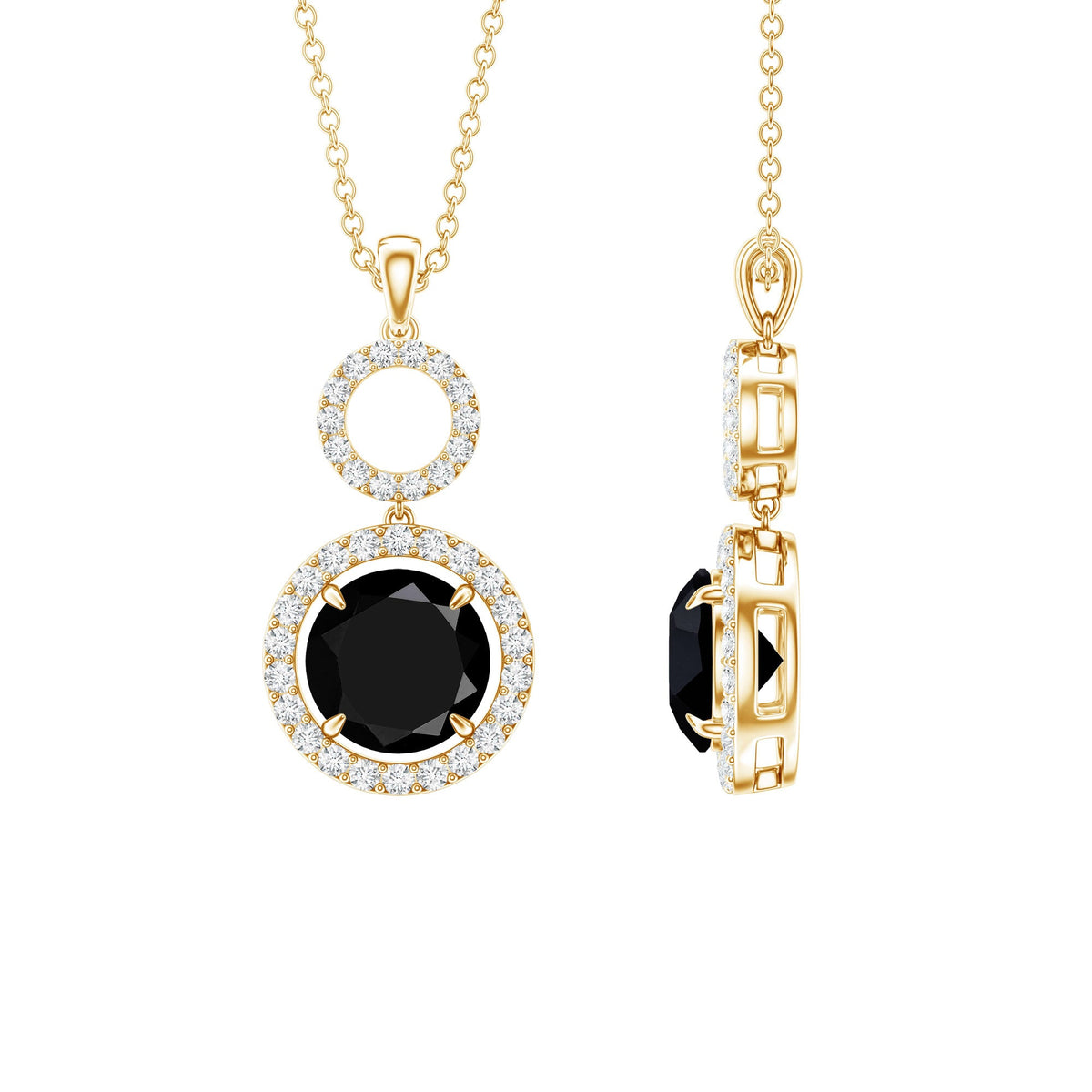 Real 2.6 Carat Black Spinel Drop Pendant Necklace with Diamond