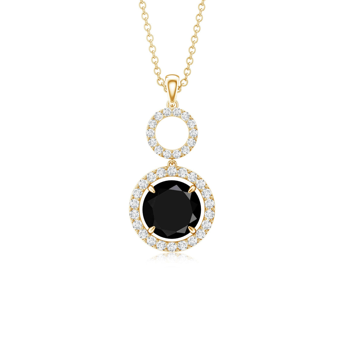 Real 2.6 Carat Black Spinel Drop Pendant Necklace with Diamond