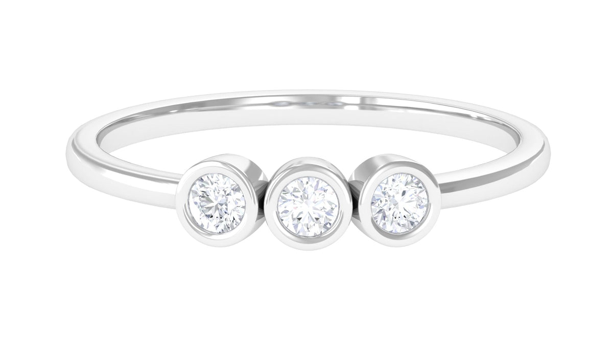 Natural Diamond 3 Stone Promise Ring with Certificate