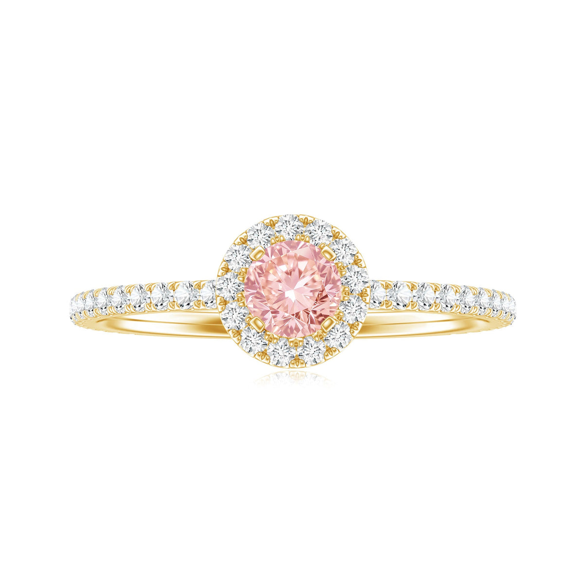 Lab Grown Pink White Diamond Halo Engagement Ring with IGI Certificate