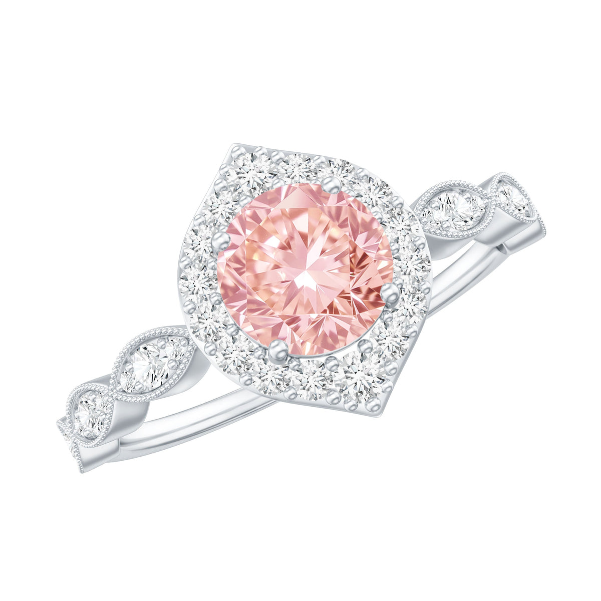 IGI Certified Lab Grown Pink White Diamond Designer Engagement Ring