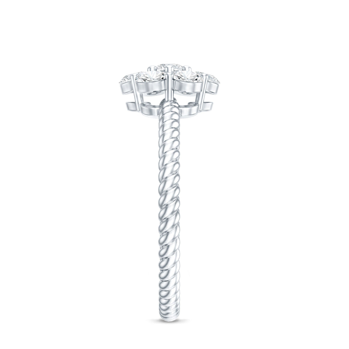 Moissanite Flower Engagement with Twisted Rope Details