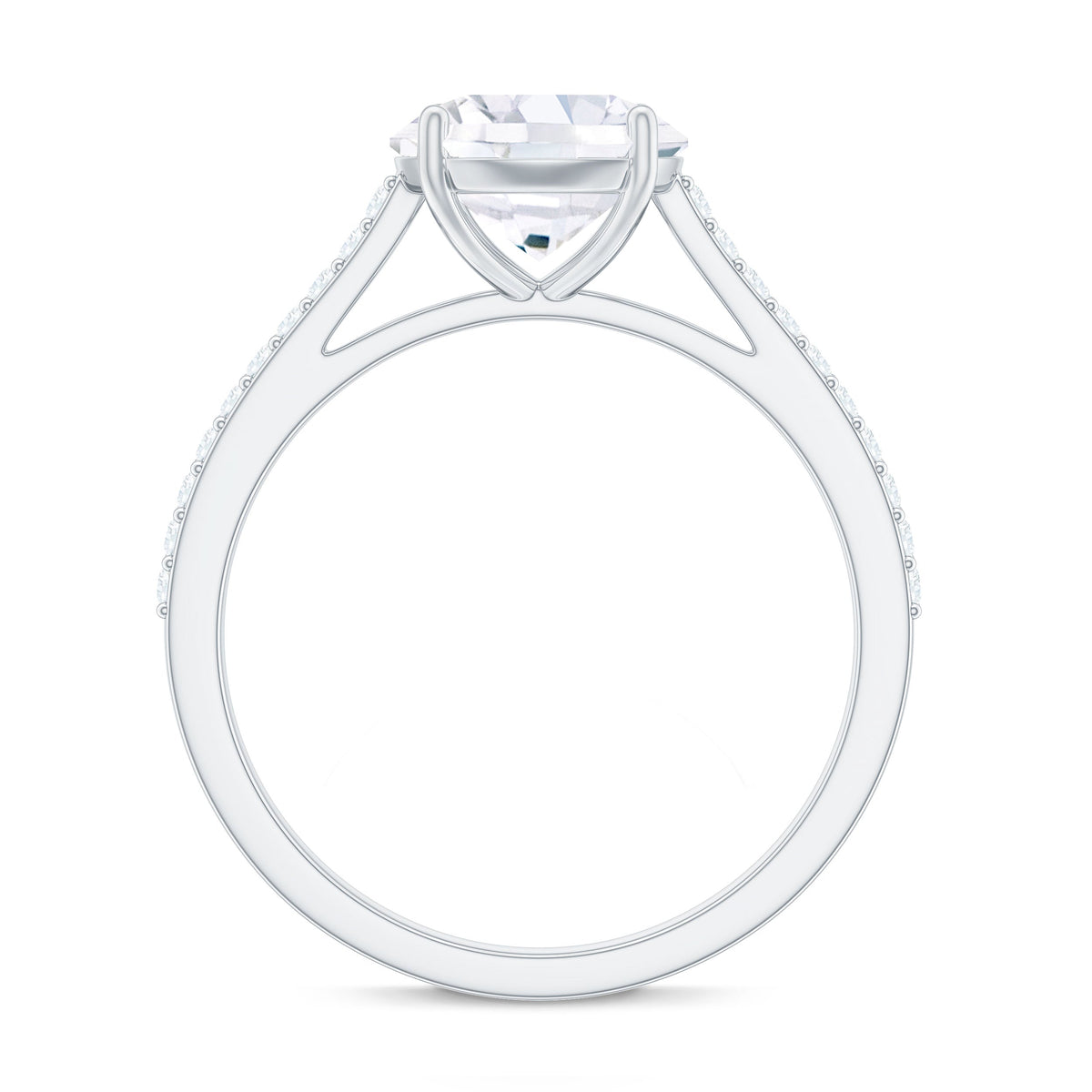 Certified Moissanite Round Cut Solitaire Ring with Side Stones