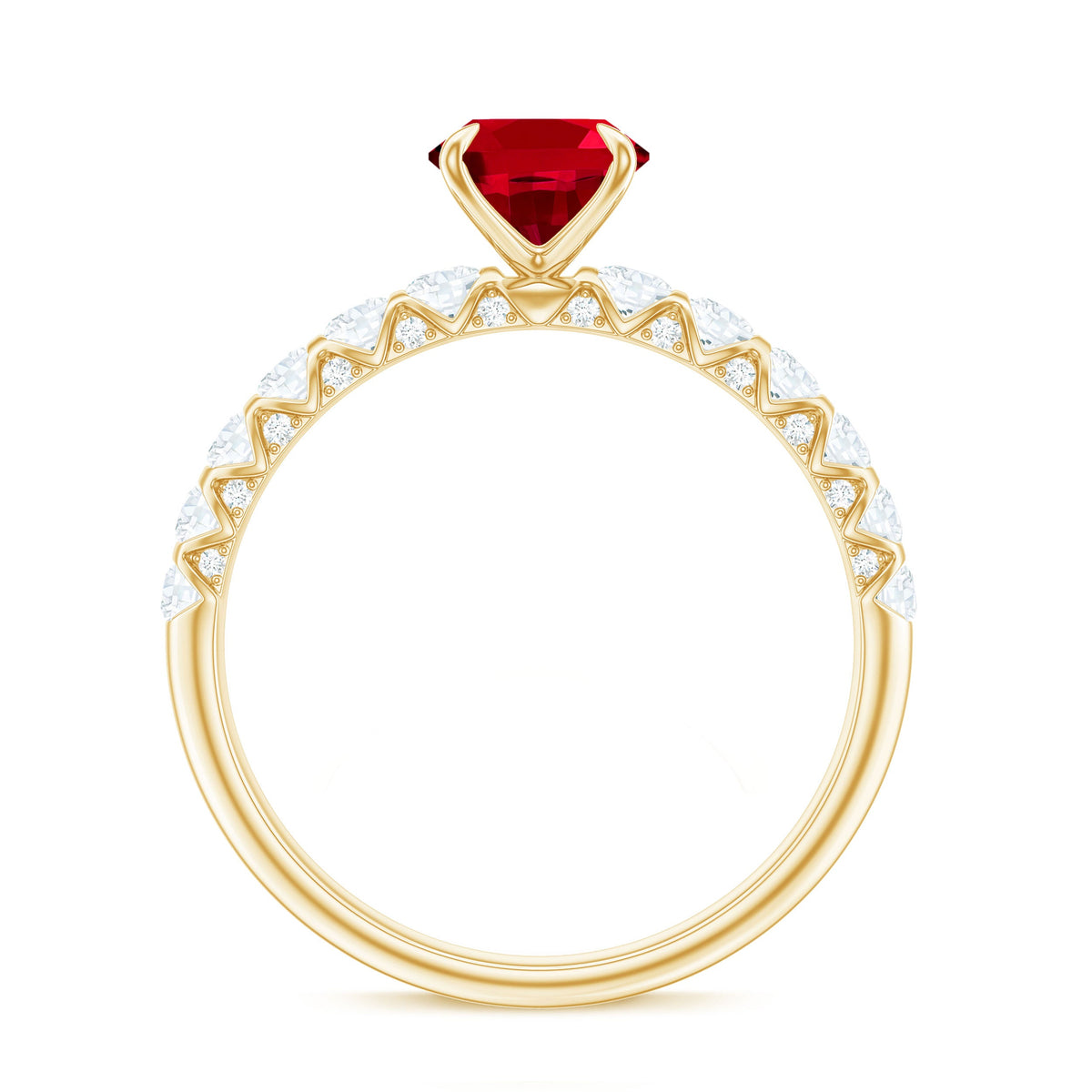 Certified 1.5 Carat Lab Grown Ruby Oval Engagement Ring with Diamond