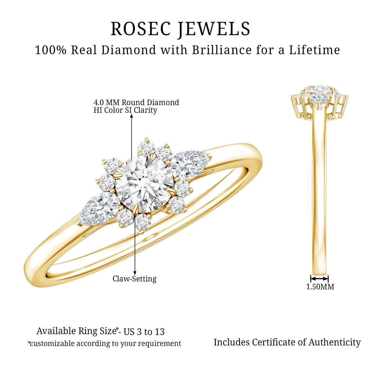 Natural Diamond Promise Ring with Certificate