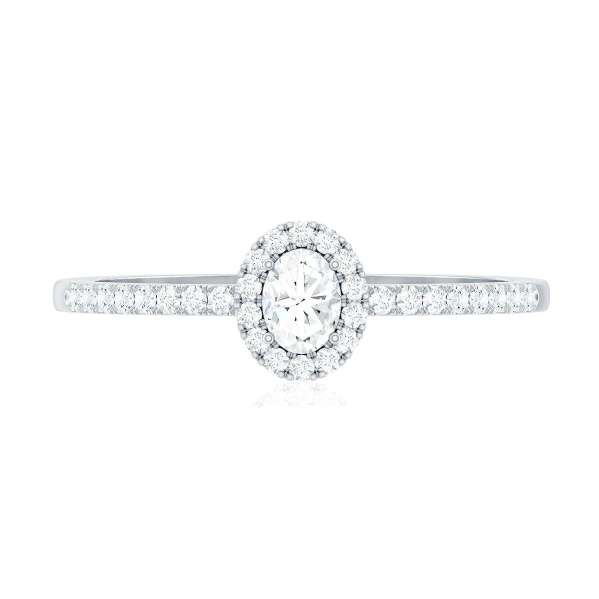 Certified Natural Diamond Oval Engagement Ring with Halo