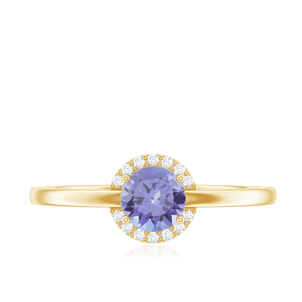 Natural Tanzanite Engagement Ring with Diamond Halo