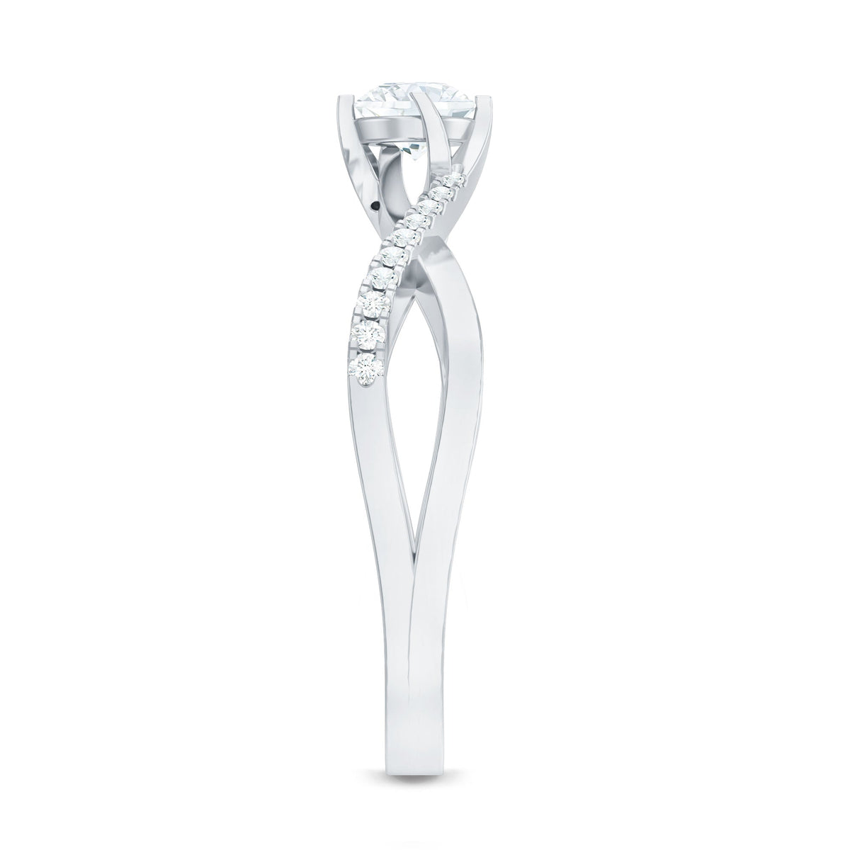 Minimal Diamond Engagement Ring with Crossover Shank