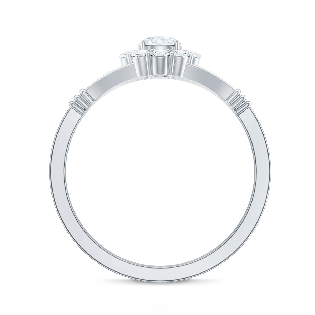 Natural Diamond Halo Engagement Ring with Split Shank