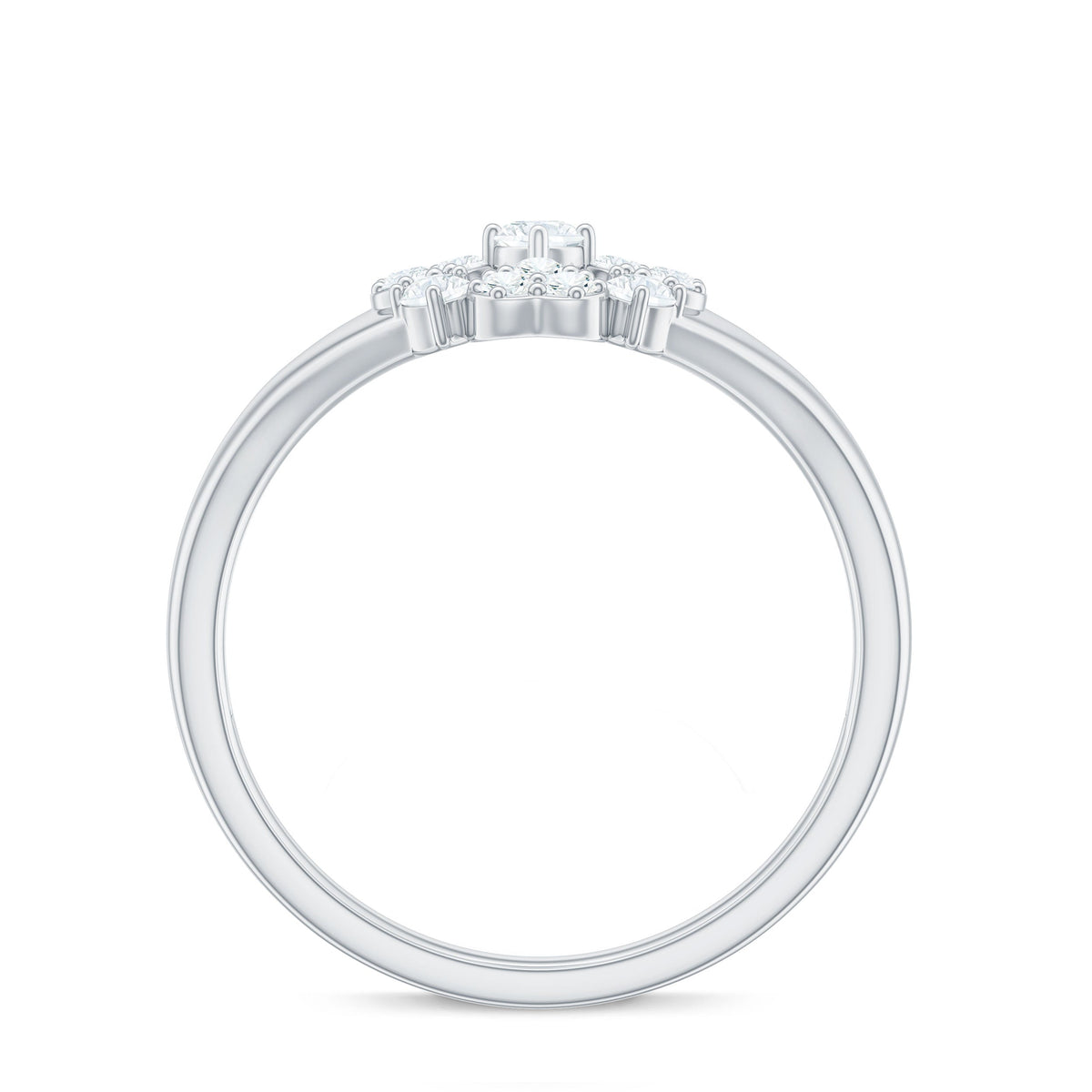 Natural Diamond Flower Engagement Ring in Illusion Set