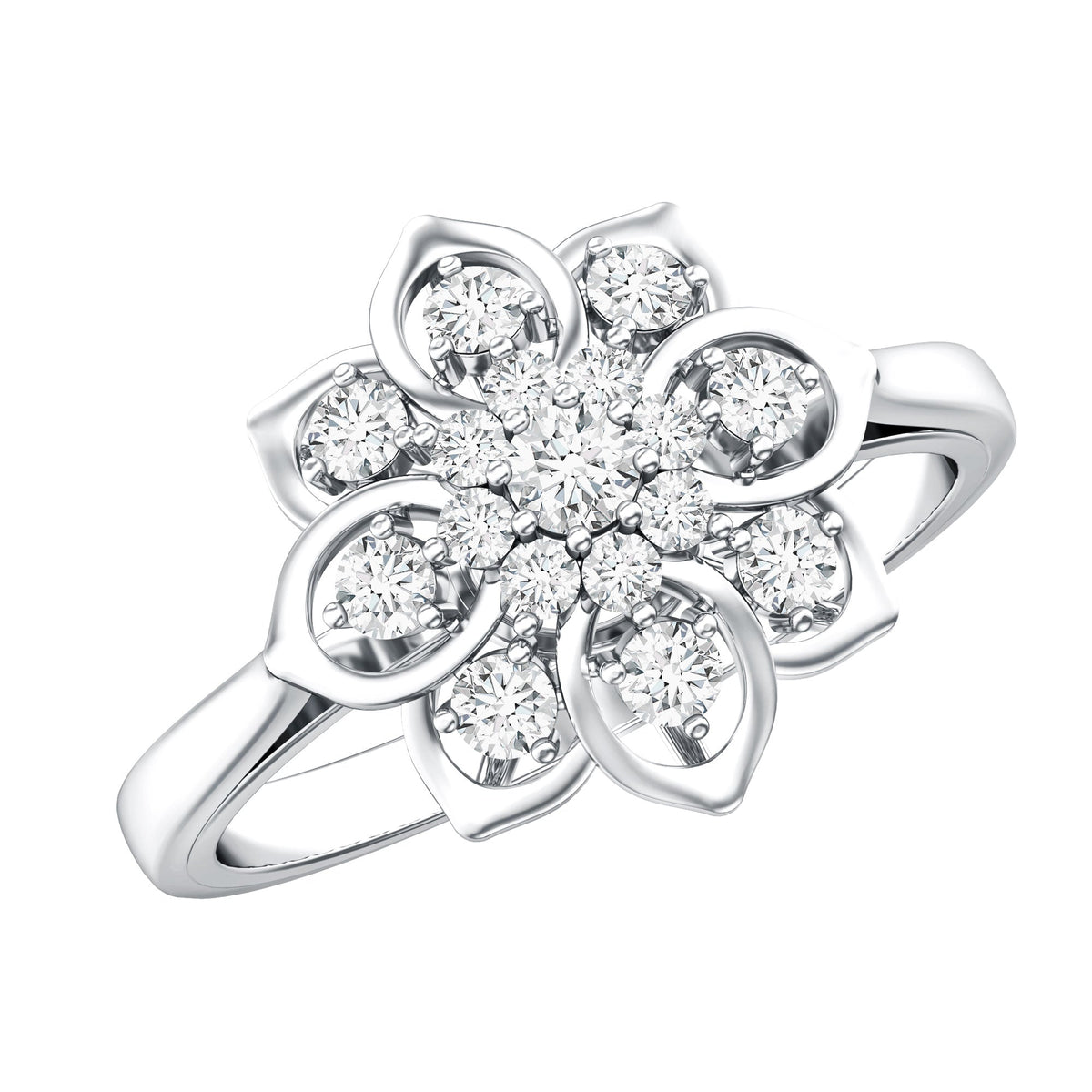 Certified Natural Diamond Flower Engagement Ring