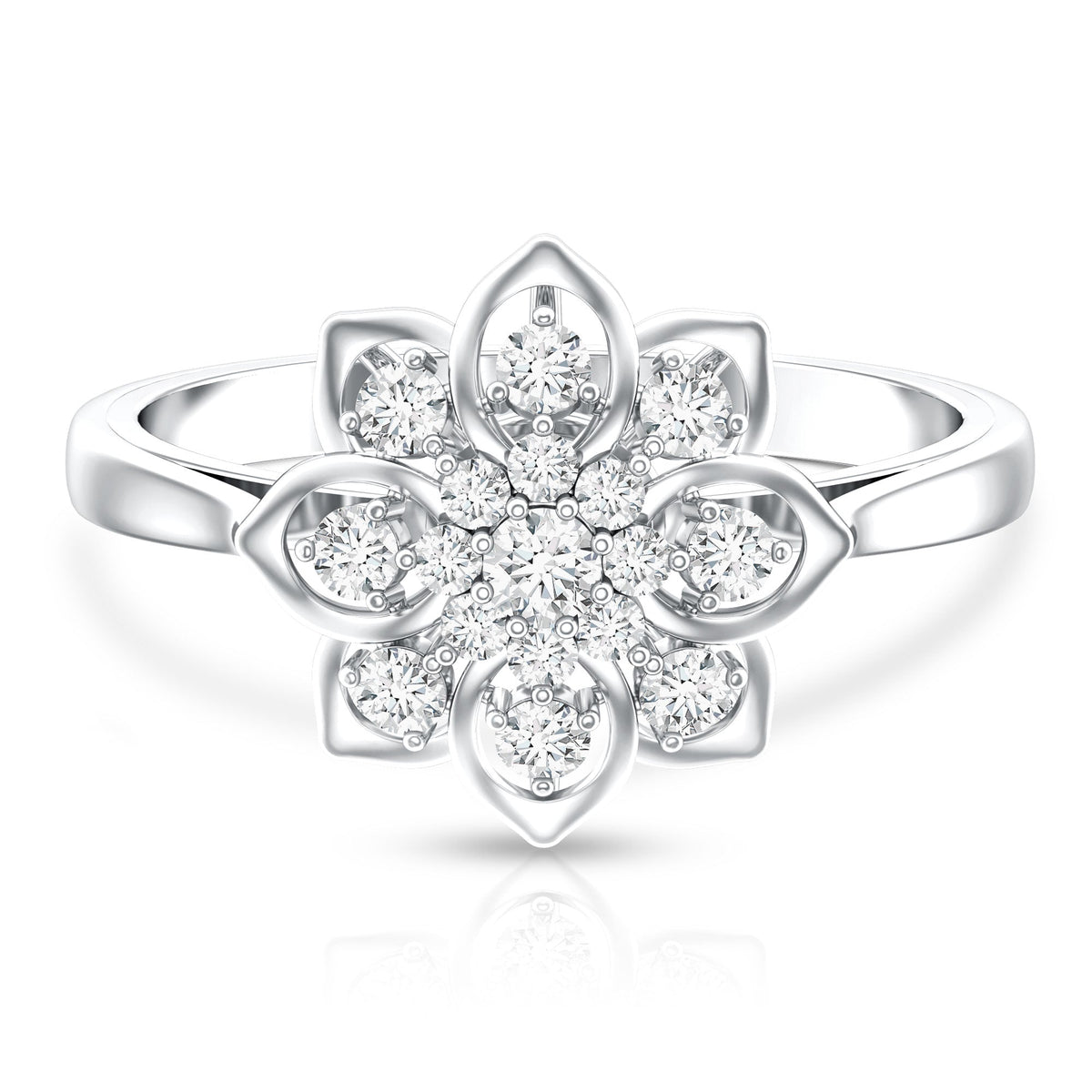 Certified Natural Diamond Flower Engagement Ring