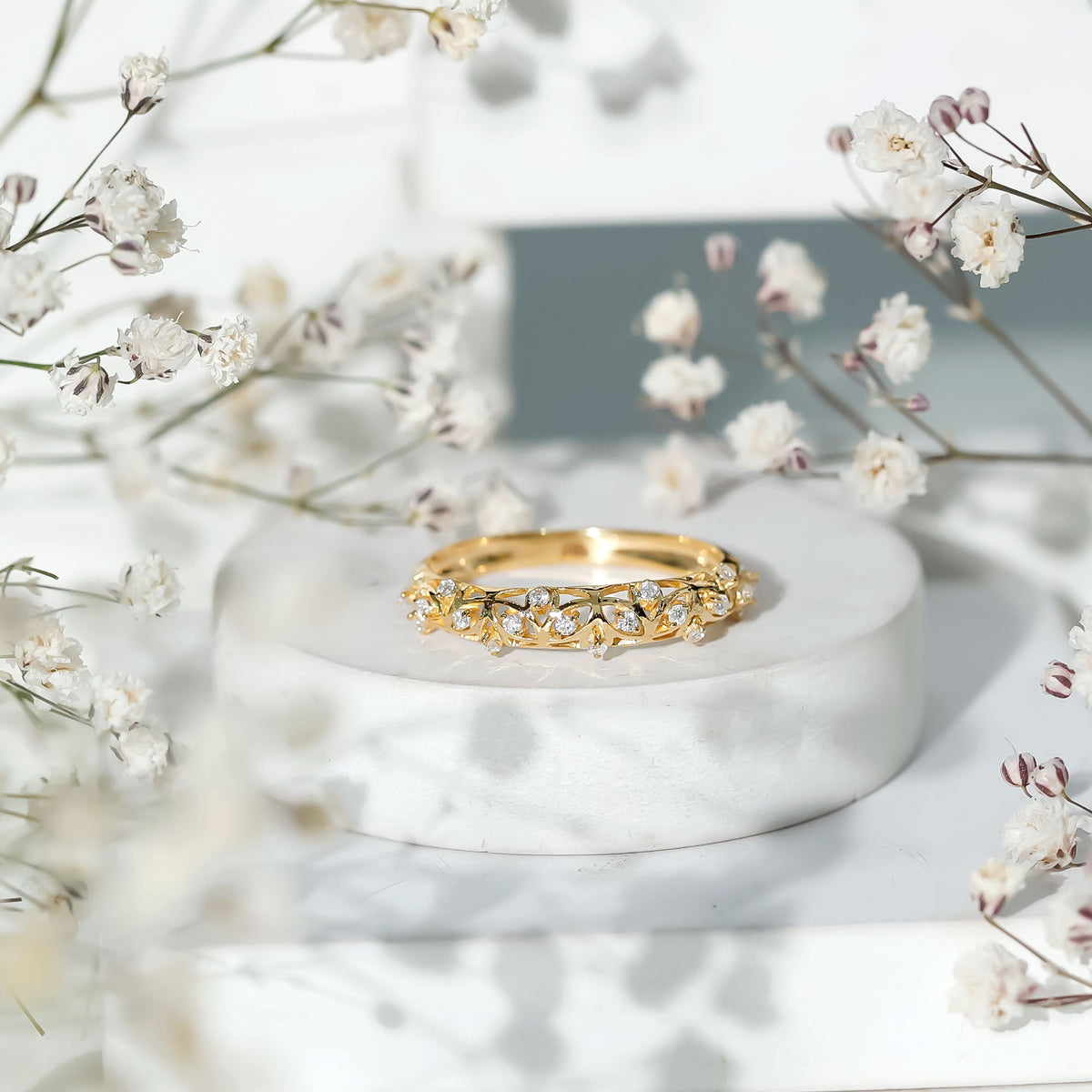Certified Diamond Filigree Wedding Band for Women