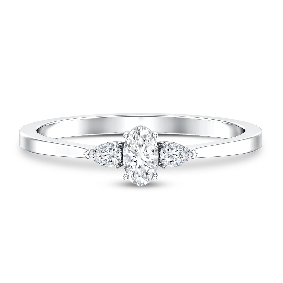 Real Diamond 3 Stone Promise Ring for Valentines