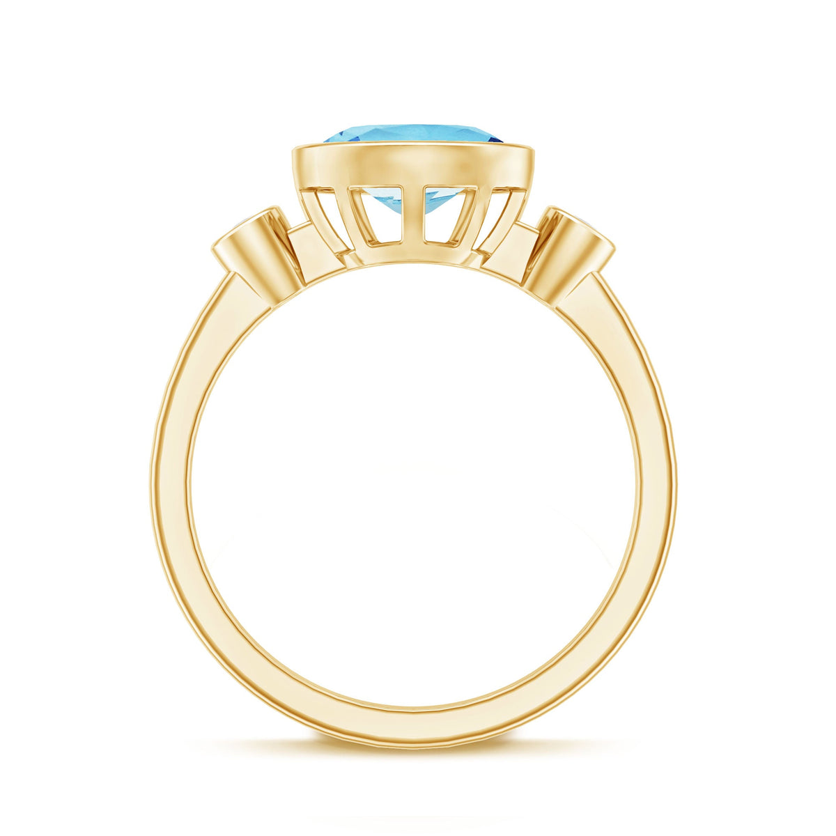 Bezel Set Aquamarine and Diamond East West Engagement Ring