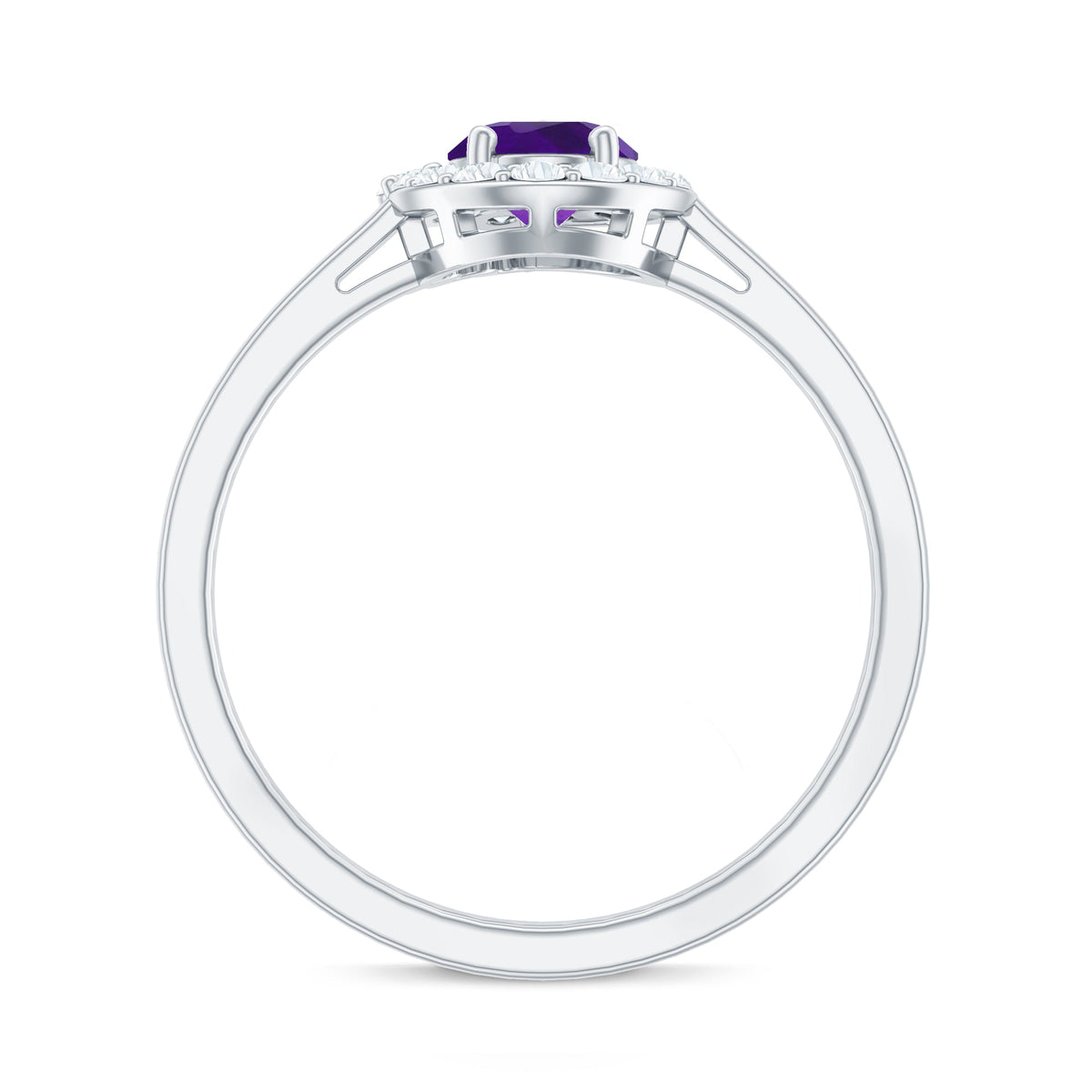 1 Carat Amethyst Designer Engagement Ring with Diamond for Women