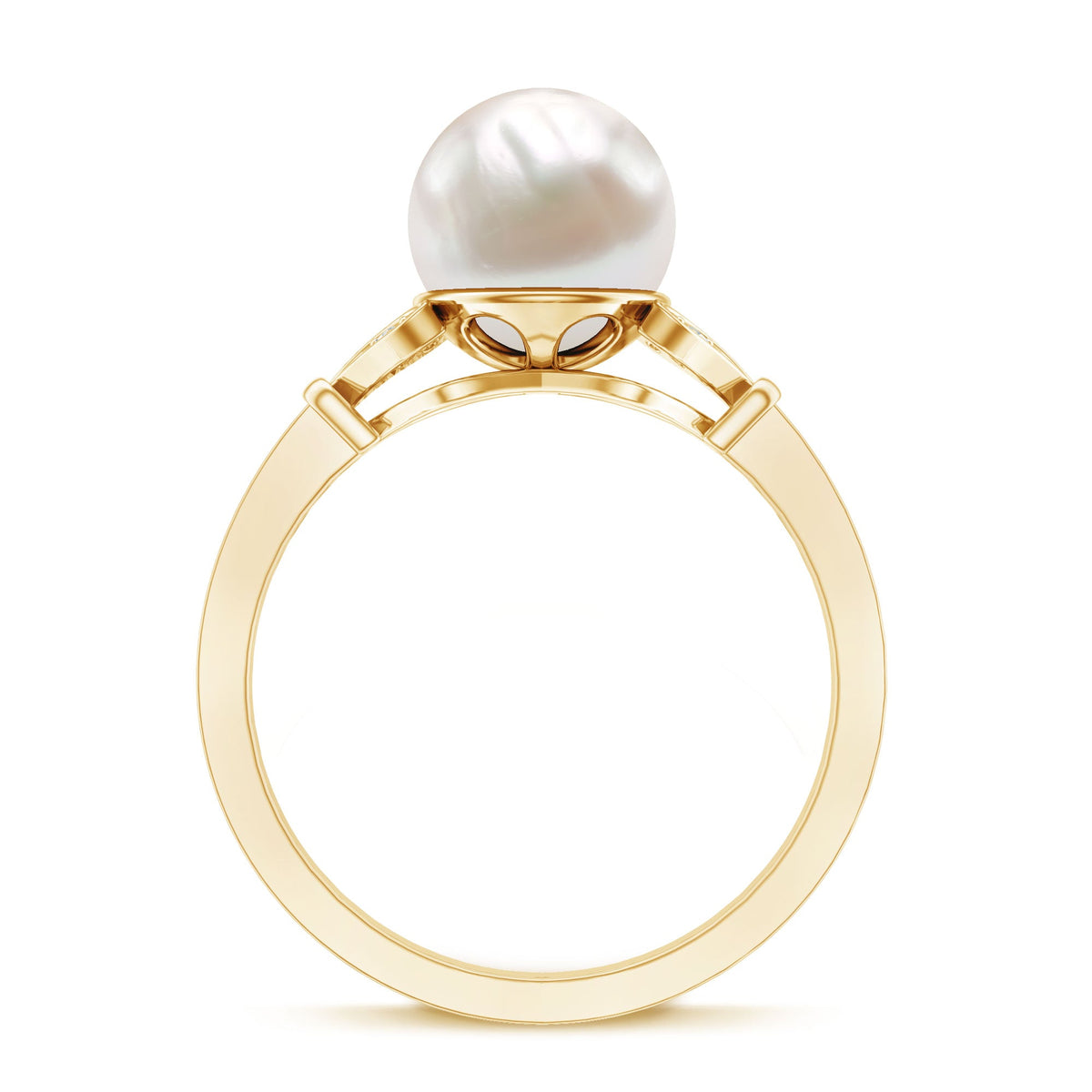 Cultured 7.4 Carat Freshwater Pearl Diamond Engagement Ring with Split Shank