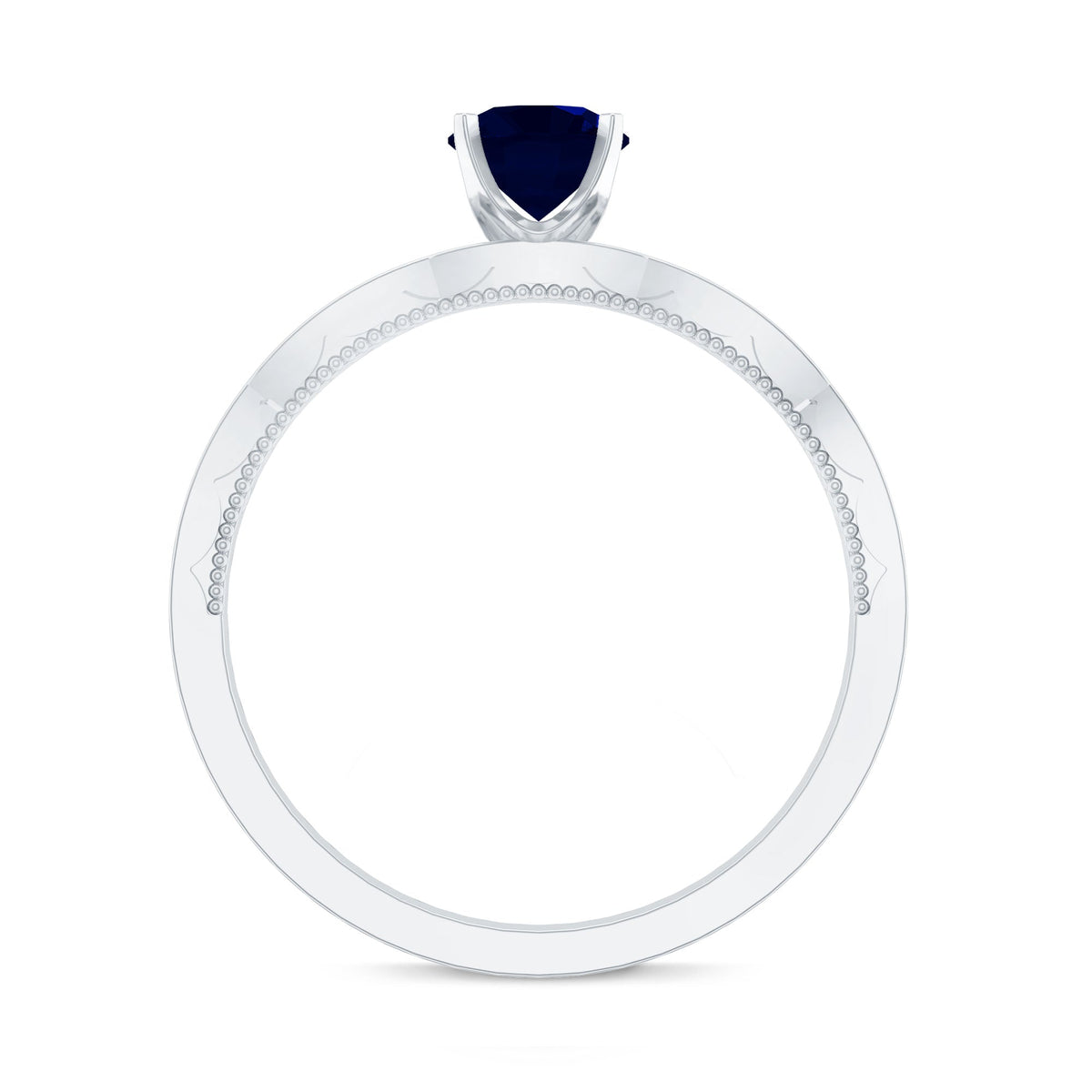 Real 0.9 Carat Blue Sapphire Engagement Ring with Diamond