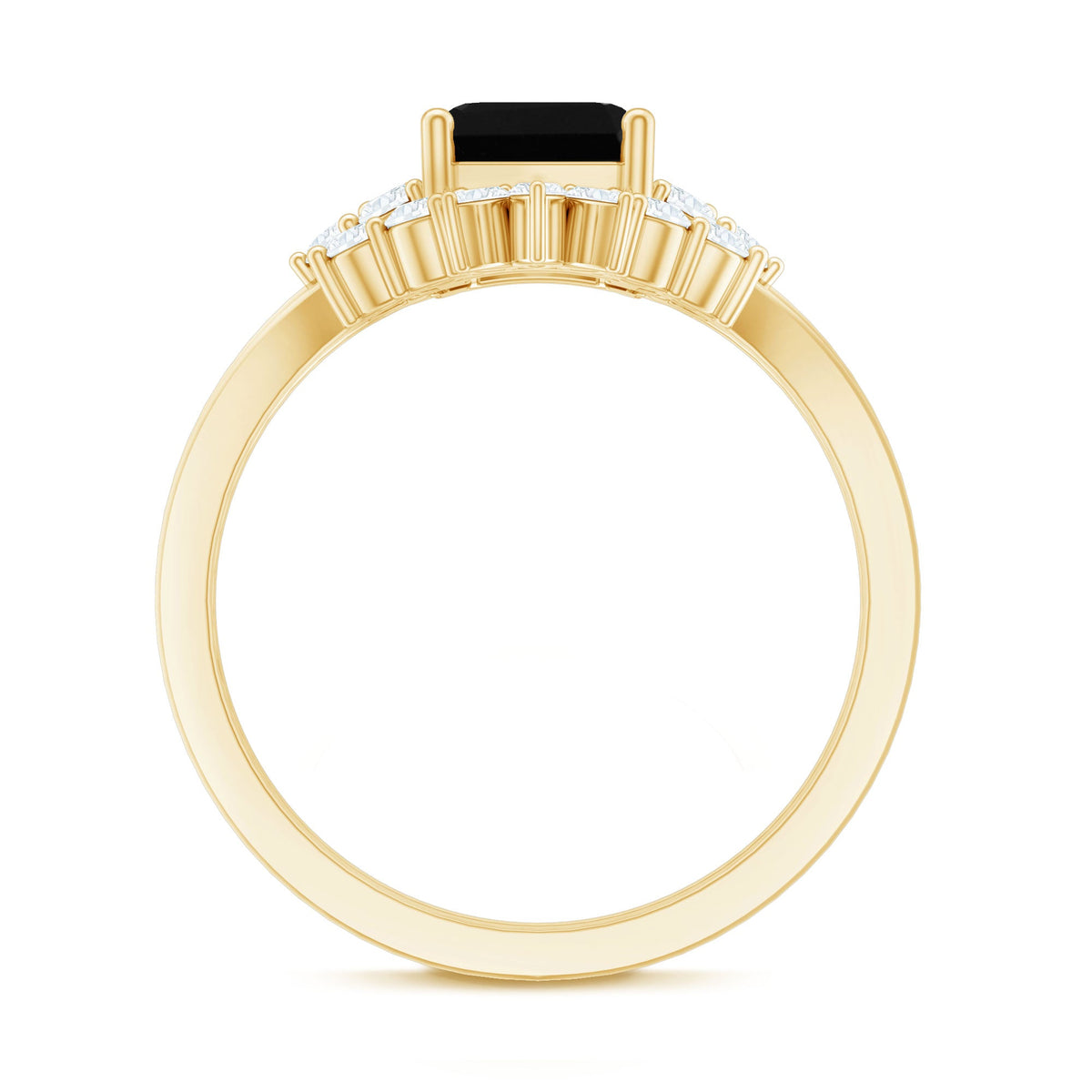 Created Black Diamond Engagement Ring Set with Diamond