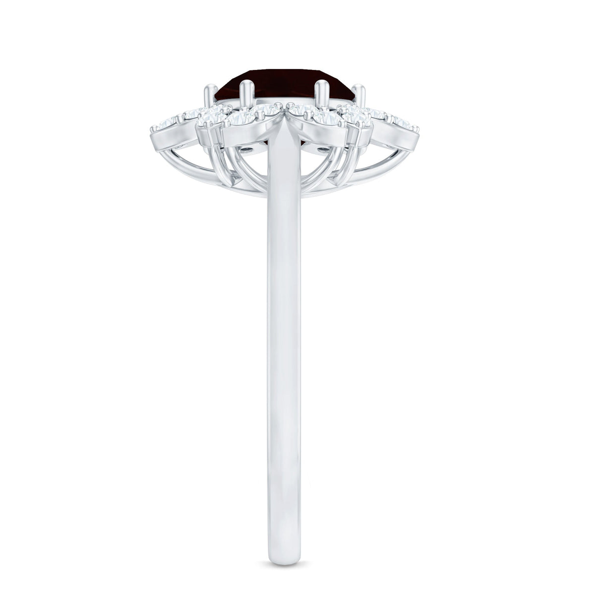 Certified Natural 2.3 Carat Garnet Flower Engagement Ring with Diamond