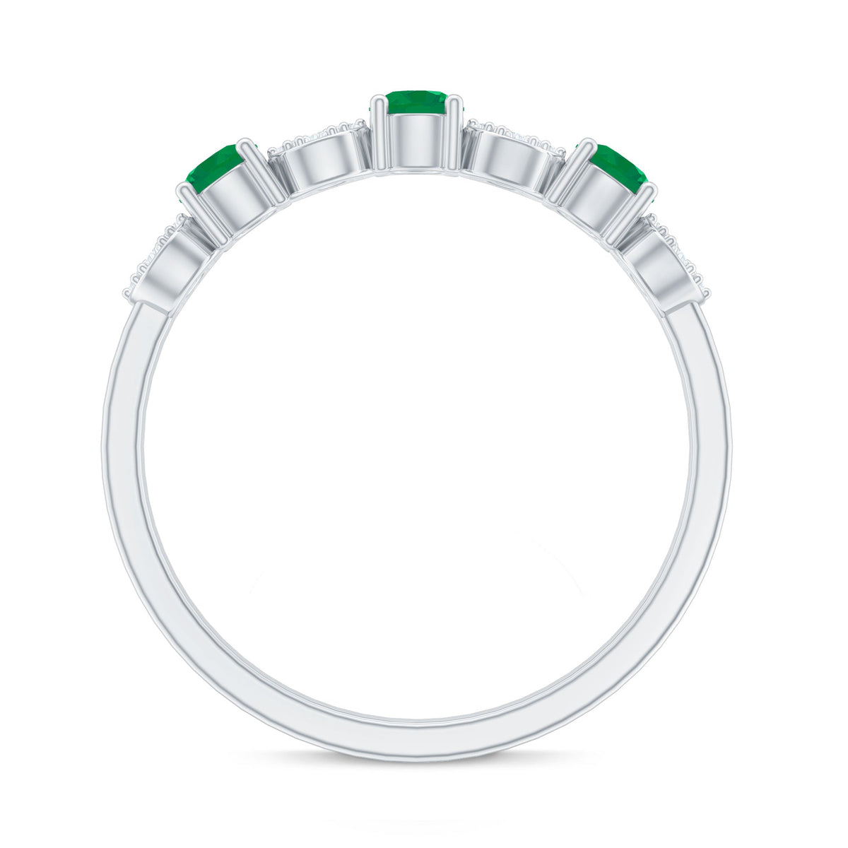 Natural Emerald Diamond Half Eternity Anniversary Ring with Certificate