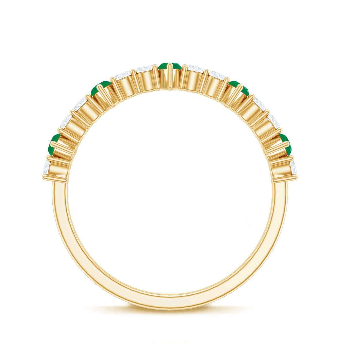Natural Marquise Emerald Diamond Half Eternity Anniversary Ring with Certificate