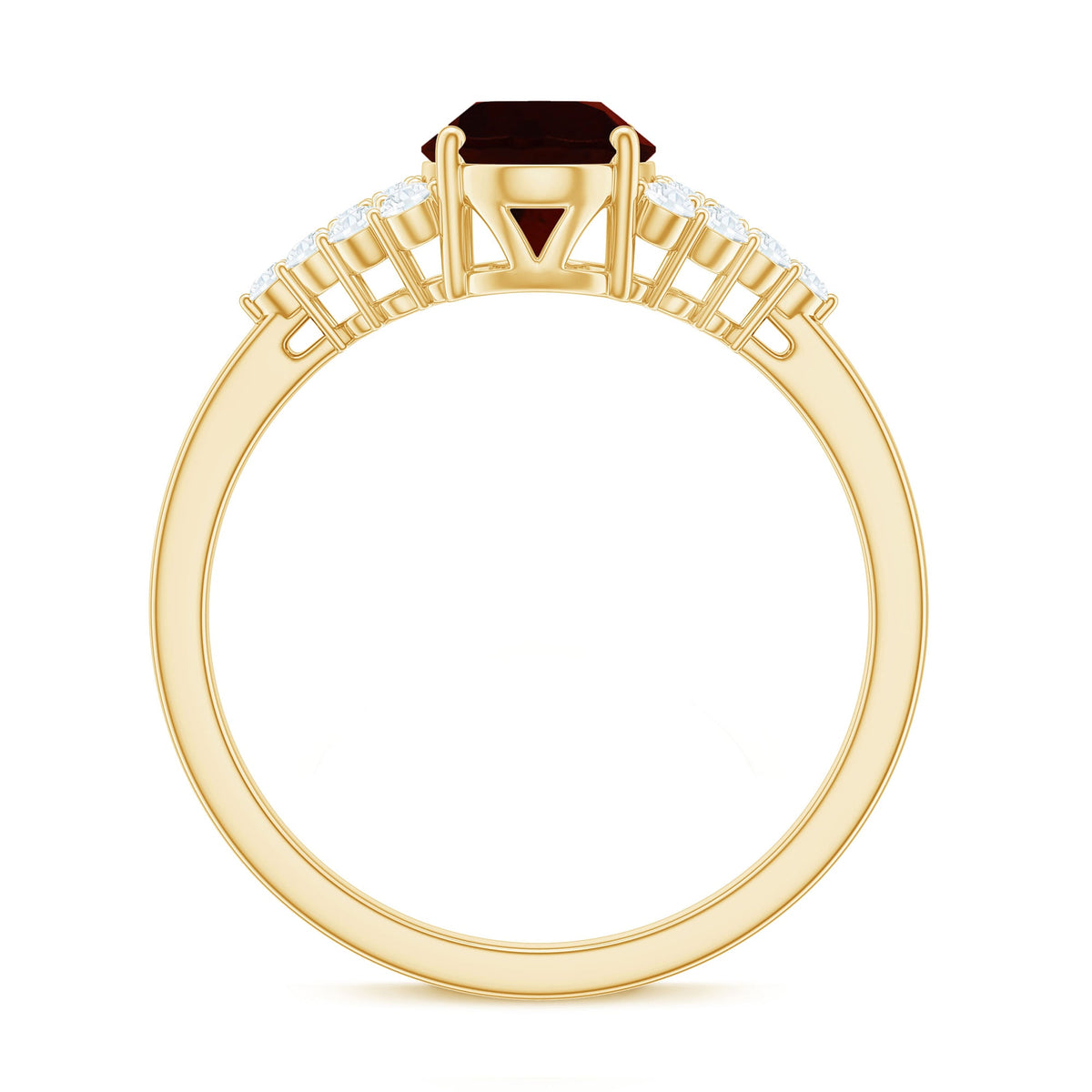 Certified 1.5 Carat Oval Garnet Engagement Ring with Diamond Side Stones
