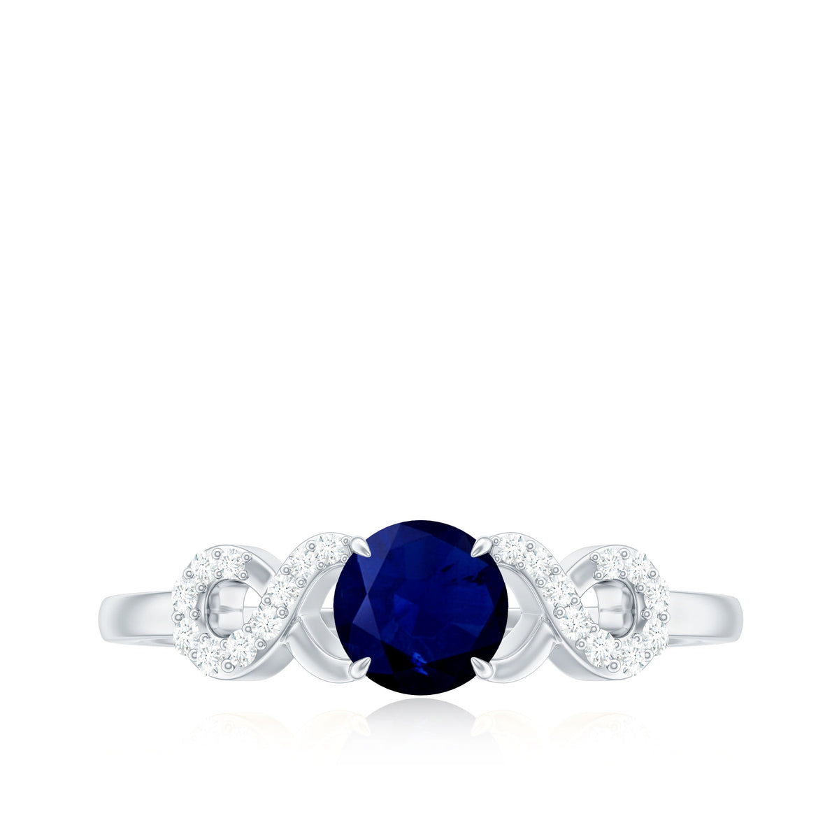 Real 0.9 Carat Blue Sapphire Infinity Promise Ring with Diamond