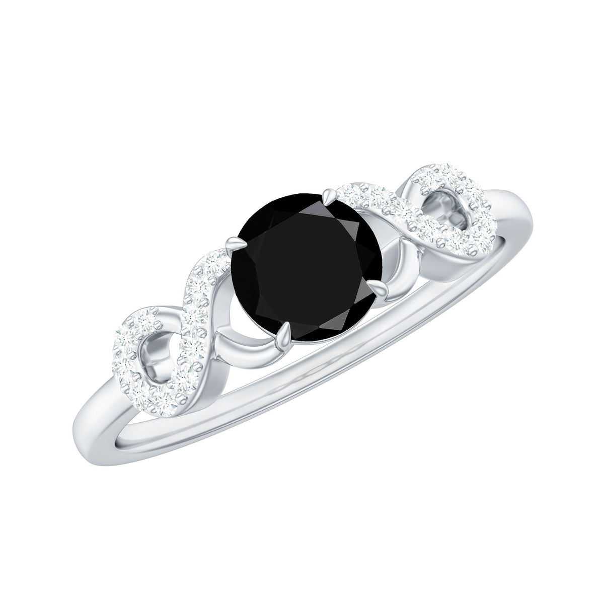 Lab Grown Black Diamond with White Diamond Infinity Engagement Ring