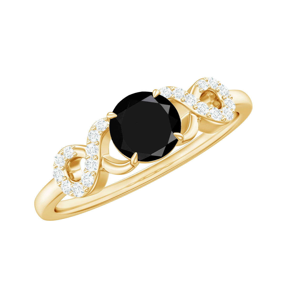 Lab Grown Black Diamond with White Diamond Infinity Engagement Ring