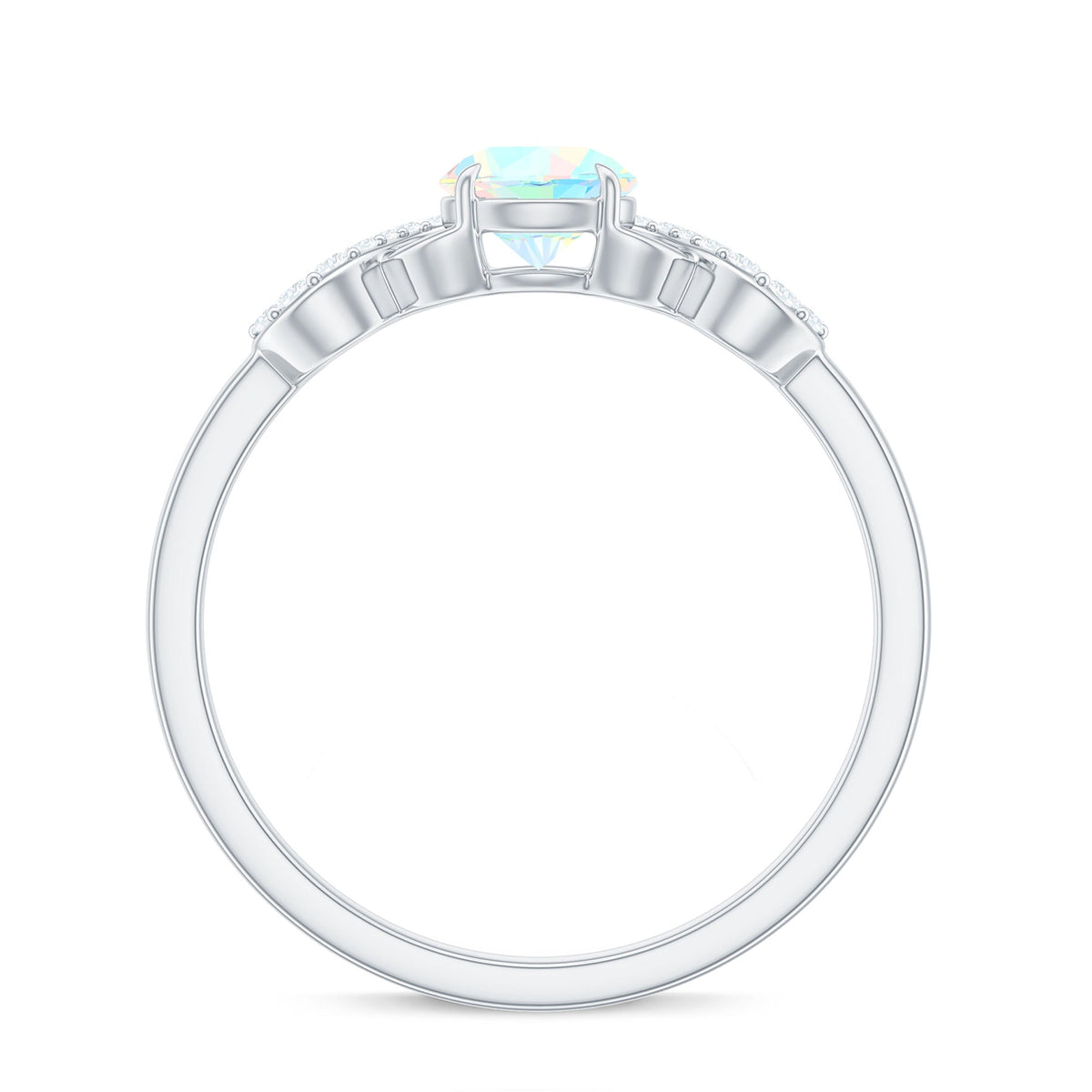 Certified Real Ethiopian Rainbow Opal Diamond Engagement Ring with Criss Cross Shank