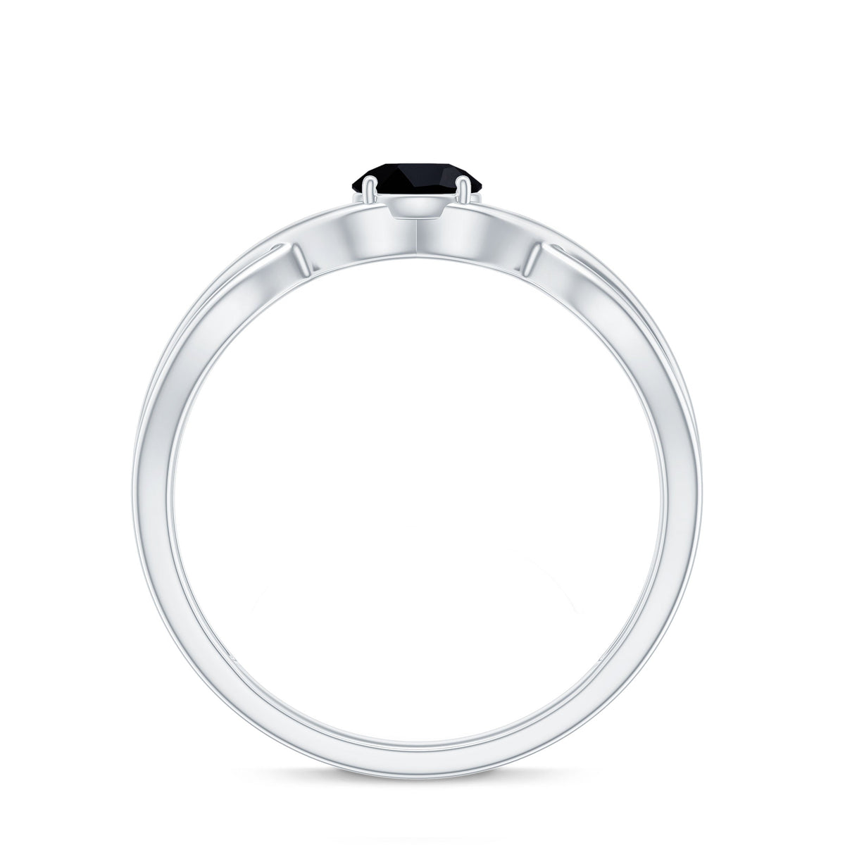 Natural Black Spinel Proposal Ring with Crossover Shank