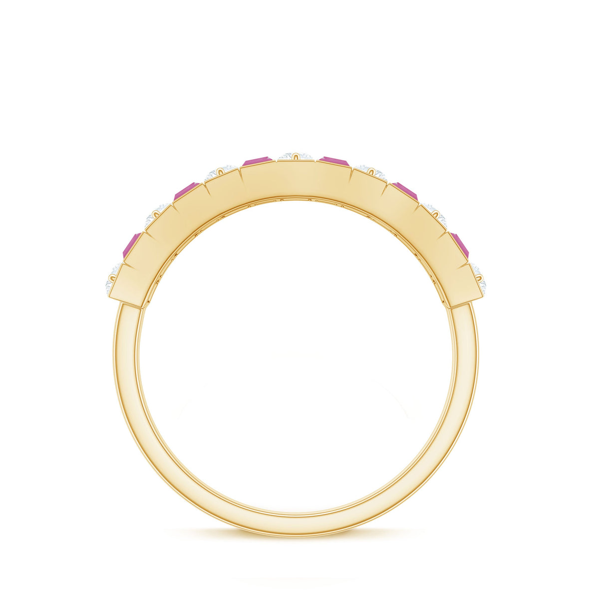 Alternate Pink Tourmaline and Diamond Half Eternity Ring