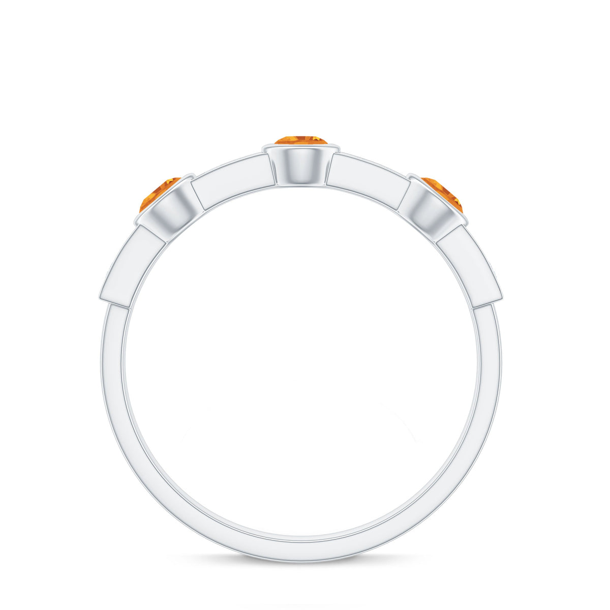Real Citrine Diamond Half Eternity Wedding Band in Bezel Setting